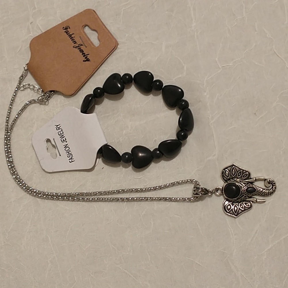 FREE with Purchase Elephant Head Stone Necklace  and Bracelet